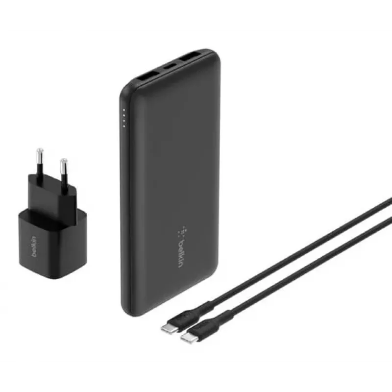 Belkin BoostCharge - Powerbank + Zasilacz AC - 10000 mAh - PD - 3 porty wyjściowe (24-pin USB-C, 2 x USB)