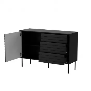Komoda cama meble CORTINA 1D3S 120x40x81 cm, czarna, 3 szuflady, płyta wiórowa