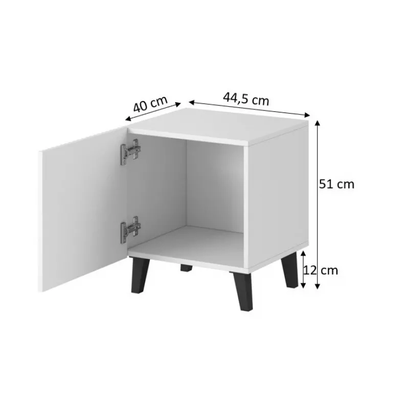 Zestaw szafek nocnych cama meble PAFOS, 2 szt., 45×40×51 cm, matowa czerń, płyta MDF/wiórowa
