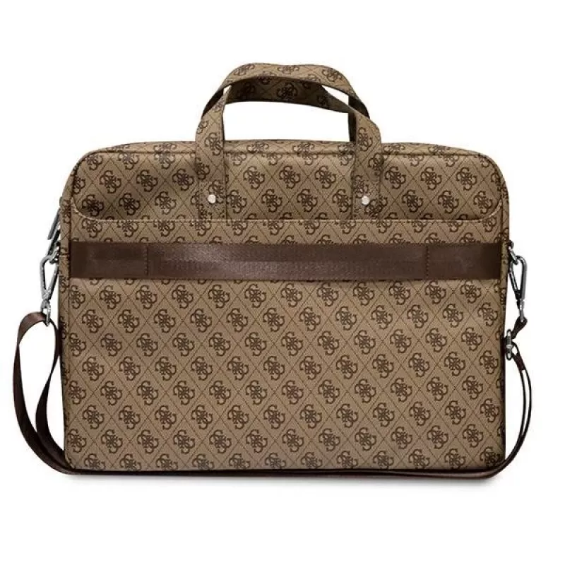 Torba na laptopa GUESS GUCB15P4TW 16 cali brązowa Saffiano z logo trójkąta 4G
