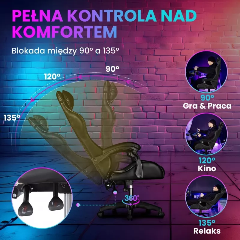Extralink Gaming | Fotel gamingowy | biurowy, obrotowy, kubełkowy, czarny, G-524