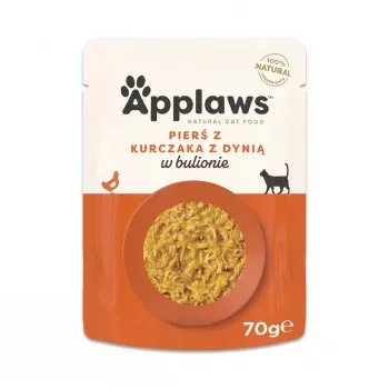Applaws saszetka z mokrą karmą dla kota — Pierś z kurczaka z dynią, 70 g, dla dorosłych, wilgotność 84%, białko 12%, bez zbóż i glutenu