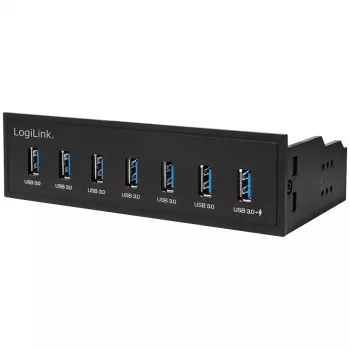LogiLink USB 3.0 hub, 7-port 5.25 wewnętrzny, z portem szybkiego ładowania - Hub - 6 x SuperSpeed USB 3.0 + 1 x SuperSpeed USB 3.0 (ładowanie)