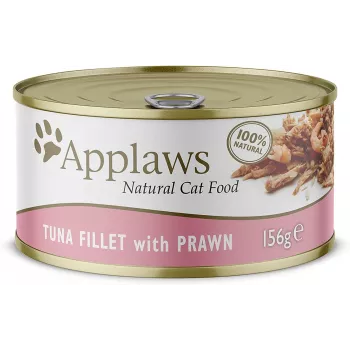 Mokra karma dla kota Applaws Tuna Fillet with Prawn 156 g saszetka — dorosły kot, 156 g, 81% wilgotności, 14% białka