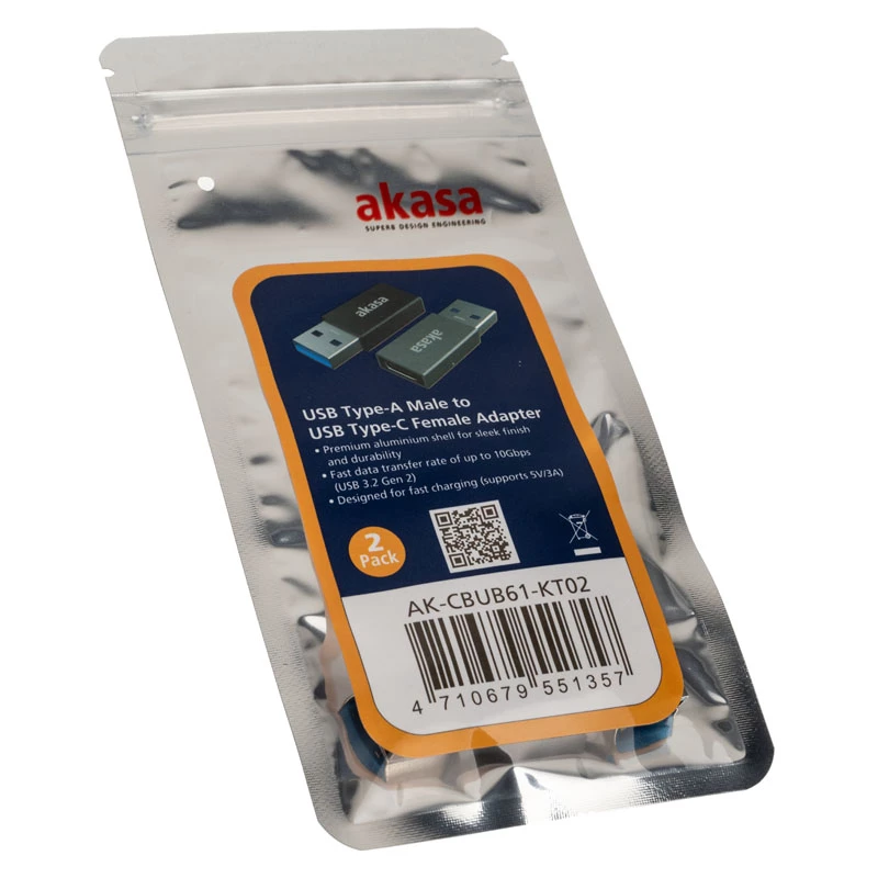 Adapter zmiany złącza USB Type-A na USB Type-C Akasa AK-CBUB61-KT02