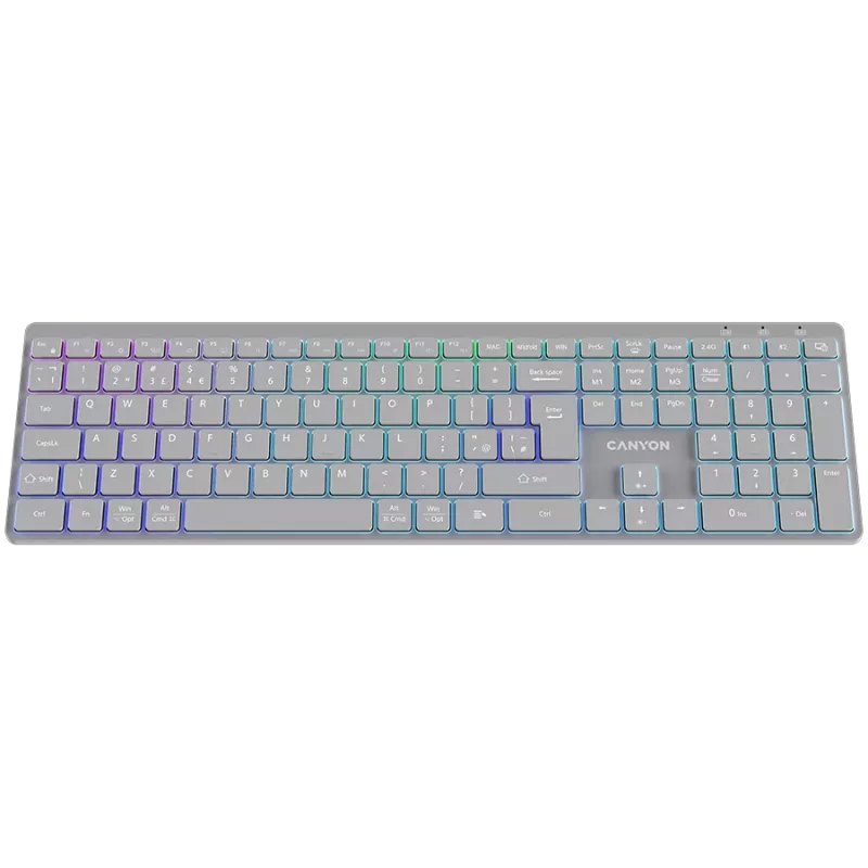 Klawiatura CANYON HKB-W11 UK/US RGB Dual Mode Wireless Grey