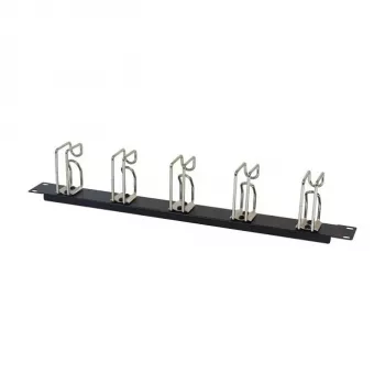 Panel zarządzania kablami w szafie rack 1U metalowy z 5 dużymi uchwytami, ALLNET ALL-S0002251, czarny