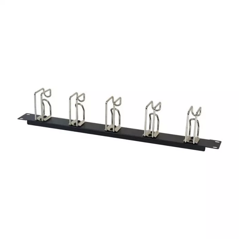 Panel zarządzania kablami w szafie rack 1U metalowy z 5 dużymi uchwytami, ALLNET ALL-S0002251, czarny