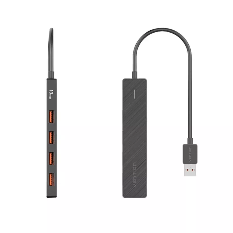 Koncentrator wieloportowy USB 3.2 Gen 2 5-w-1 Vention CHOBB — 5 portów (4× USB 3.2 Gen 2 Type-A, 1× USB 3.2 Gen 1 Type-A), 0,15 m, ABS, czarny