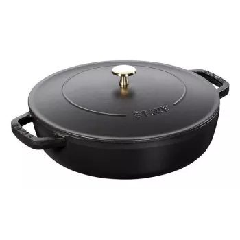 Patelnia do smażenia ZWILLING STAUB BRAISERS okrągła 28 cm, czarna, dno Ø 22,2 cm