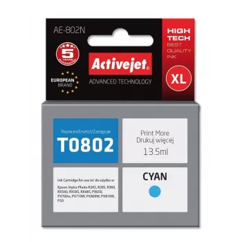 Wkład atramentowy ActiveJet AE-802N cyjan, kompatybilny z Epson, wydajność wysoka (XL), 13,5 ml