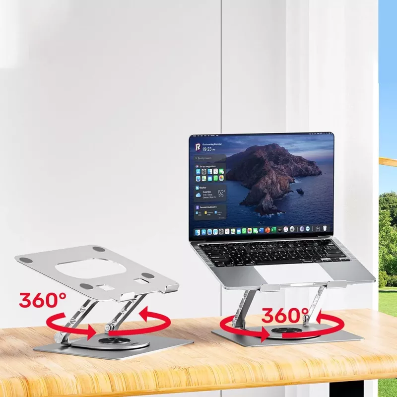 Podstawka pod laptopa Unitek OT180SL01 Aluminium dla ekranów 25,4–40,6 cm (10–16 cali), obrót 360°, pochylenie 0–180°