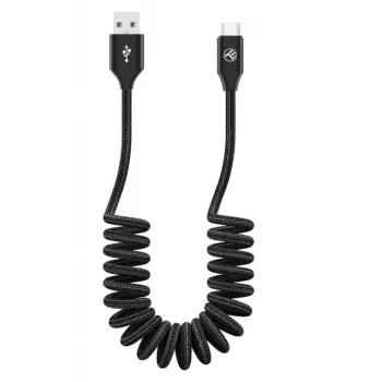Kabel USB do USB-C Tellur Rozciągliwy 3A 1,8 m Czarny