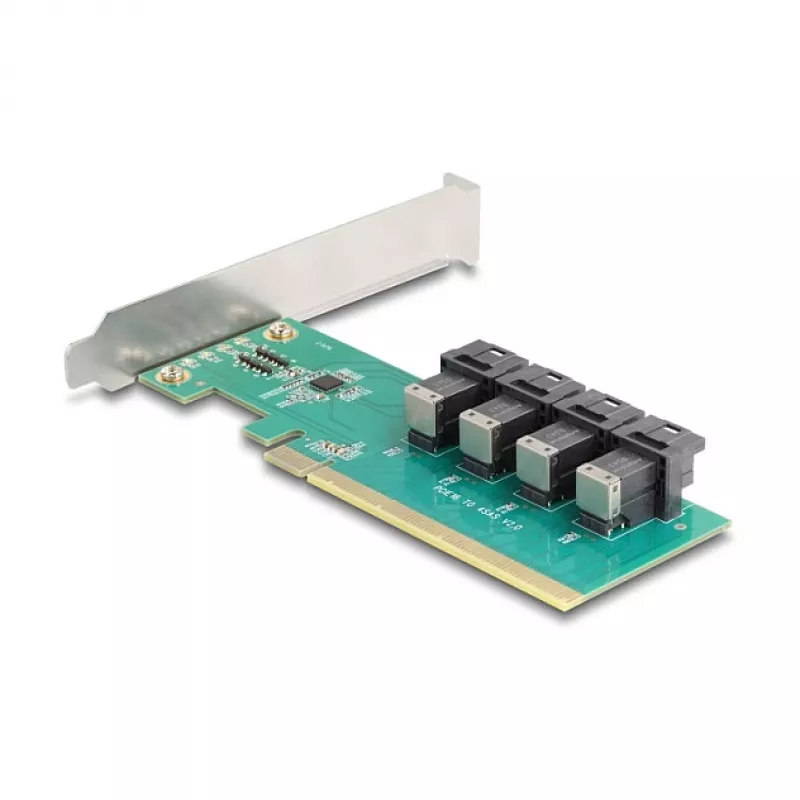 DELOCK karta bifurkacyjna PCIe x16 na 4× wewnętrzne SFF-8643 NVMe, niskoprofilowa