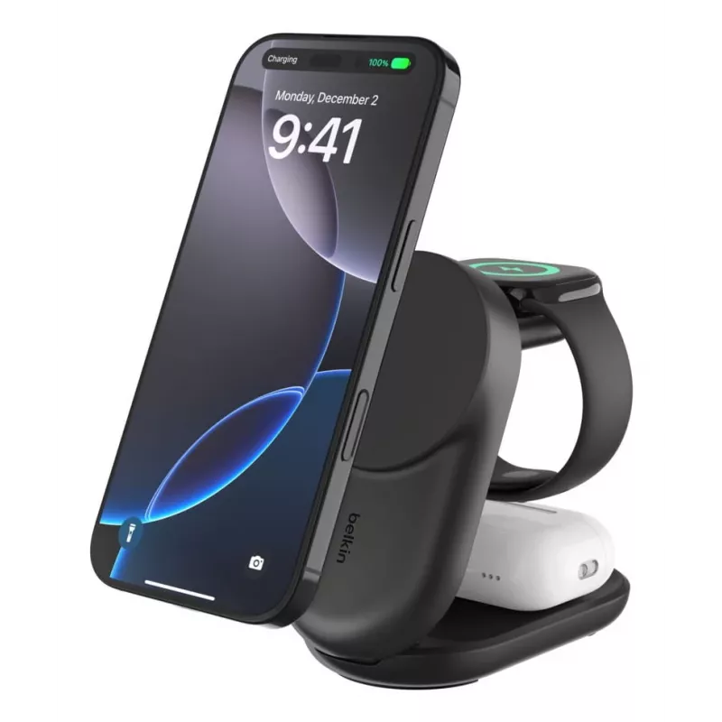 Ładowarka wewnętrzna Belkin UltraCharge 25W Qi2 3w1 magnetyczna EU czarna okrągła