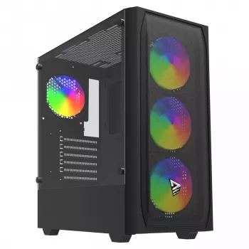 Obudowa PC SAVIO Noctis Flow RGB — Cube, ATX/Mini-ITX, 3x 120 mm wentylatory z przodu, szklany panel boczny, max GPU 35 cm