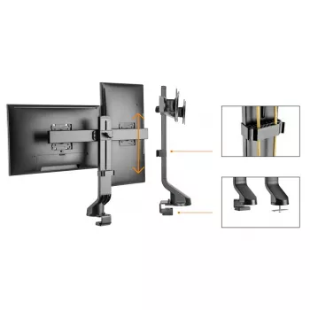 Uchwyt na monitory MACLEAN MC-854 do dwóch monitorów 17–27 cali VESA 75x75 / 100x100, podwójne ramię, montaż na biurku