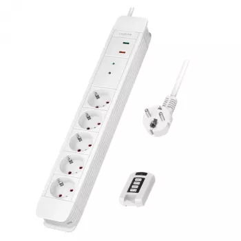 LogiLink LPS402 Przedłużacz zasilający 1,5 m 5 gniazd AC Wewnętrzny Biały
