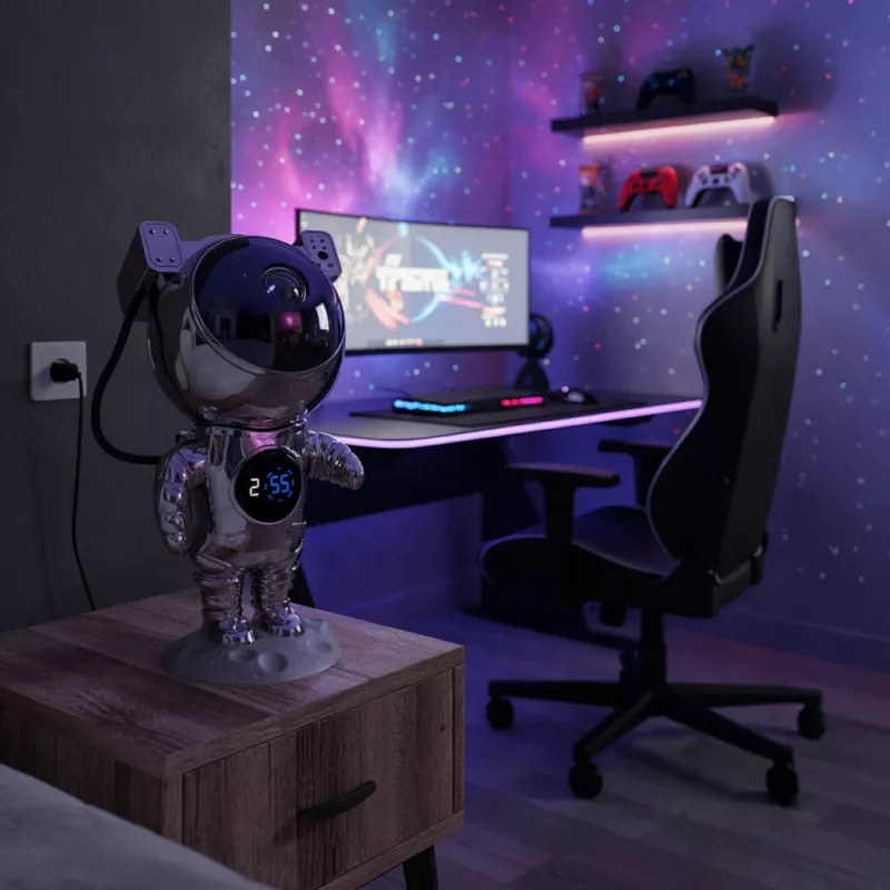 Hawk HW-STAR02 Astronaut Star Projector with Clock Ghrome Edition