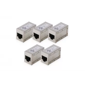 Digitus CAT 6 modular couplers shielded 5 pieces RJ-45 Gold contacts srebrny