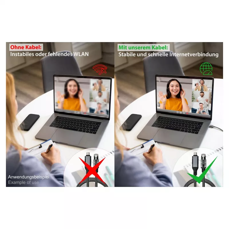 Good Connections Kabel Ethernet USB-C RJ45, antracytowy, 5,0 m