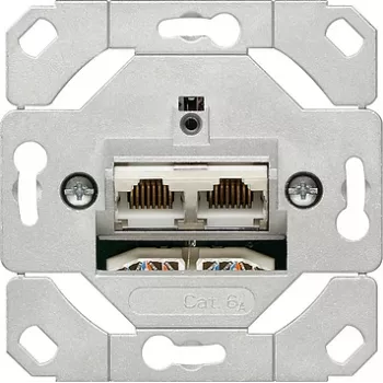 Gniazdo sieciowe Gira 245200 — 2×RJ-45 Cat6a, wykończenie metaliczne