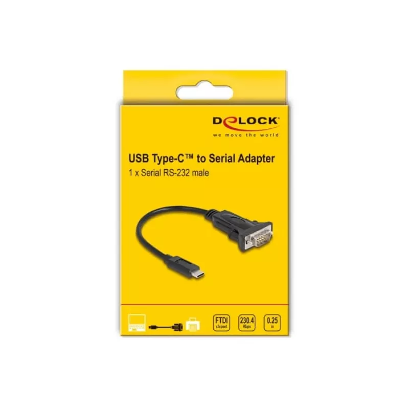 DeLOCK Adapter USB Type-C na RS-232 D-Sub 9 pin męski 0,25 m