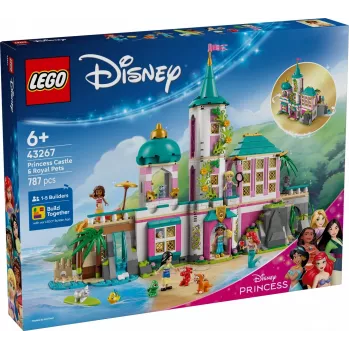 LEGO Disney Princess Castle and Royal Pets building set 43267 — 787 elementów, 5 minifigurek, wiek 6+, 320×460×100 mm