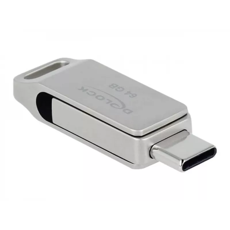 Pamięć USB DeLOCK 64GB USB-C Type-A obrotowa metalowa obudowa