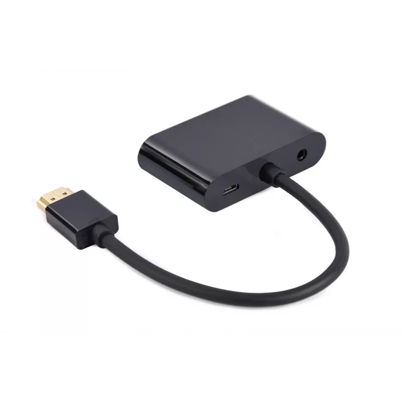 Adapter HDMI do VGA GEMBIRD A-HDMIM-HDMIFVGAF-01, wtyk HDMI, wyjście VGA, 0,15 m, czarny