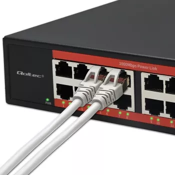 Przełącznik sieciowy QOLTEC 52364 — Gigabit Ethernet PoE 16xRJ45, 2xSFP