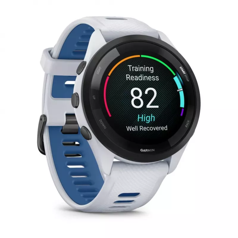Smartwatch GARMIN Forerunner 265 — 46 mm obudowa GFRP, AMOLED 1,3 cala, GPS/GLONASS/Galileo, 15-dniowa bateria, 5 ATM, pasek silikonowy