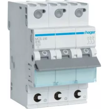 Hager MCS316. Częstotliwość wejściowa AC: 50/60 Hz, Prąd wyjściowy znamionowy: 16 A. Szerokość: 52,5 mm, Głębokość: 70 mm, Wysokość: 83,4 mm (MCS316)
