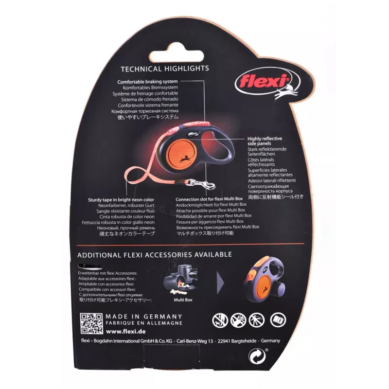 FLEXI nowy Neon M - smycz automatyczna - 5 m