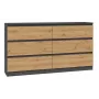 Komoda Top e Shop M6 140 ANT/ART, 6 szuflad, Antracyt Dąb, 1380×750×400 mm