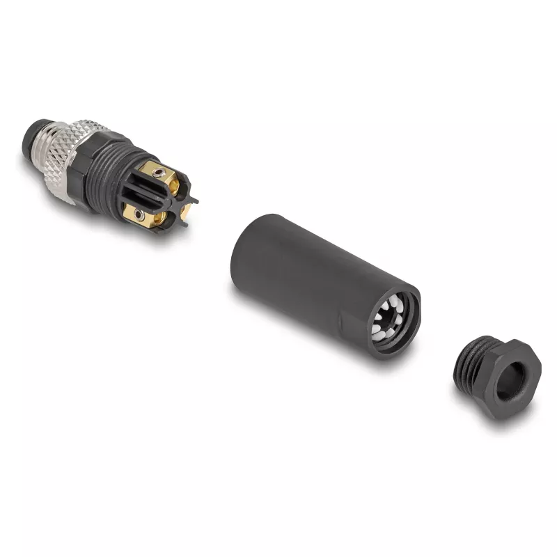 DeLOCK M8 Connector A-coded 3 pin male screw connection Czarny