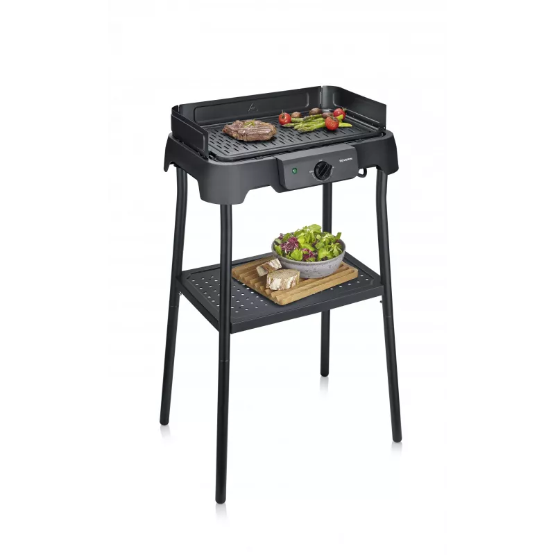 Stołowy grill elektryczny SEVERIN PG 8596, 2000 W, prostokątna kratka, czarny, sterowanie obrotowe