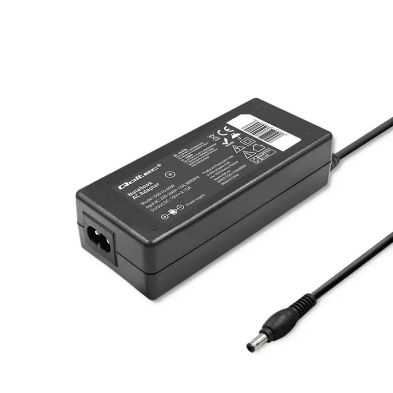 Qoltec 50015.60W Zasilacz do laptopa Samsung | 60W | 19V | 3,15A | 5,5*3,5+pin | +przewód zasilający