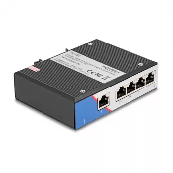 Przełącznik Ethernet DELOCK 80162 — 5-portowy Gigabit RJ45 do montażu na szynie DIN