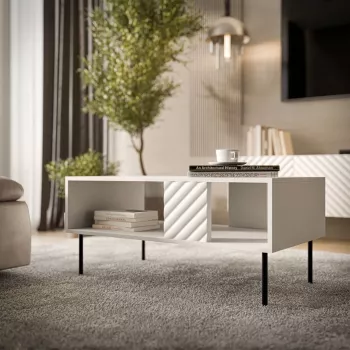 Stolik kawowy Cama Meble LUCCA 100 x 55 x 46 cm, prostokątny biały