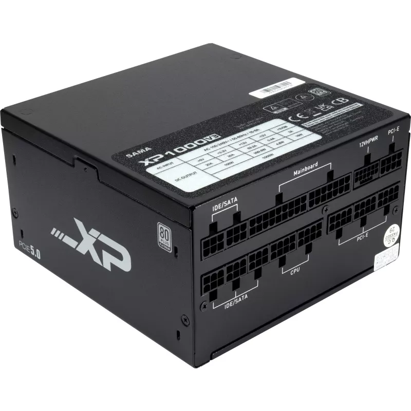 SAMA XPH-1000A, zasilacz PC 1x 12-pinowe złącze High Power GPU, 3x PCIe, zarządzanie kablami, 1000 W
