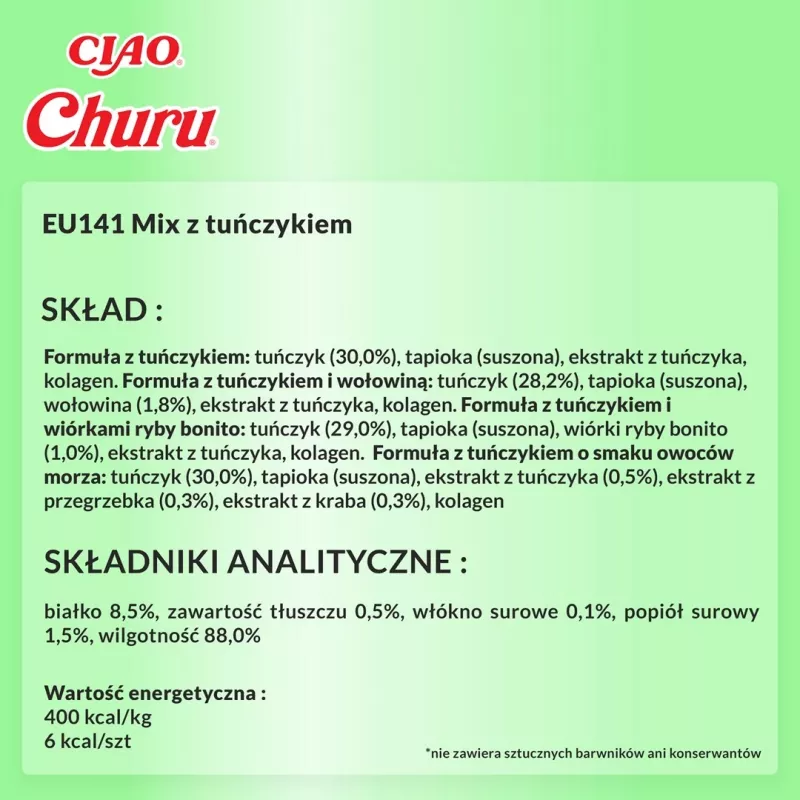 Mokre przysmaki dla kota INABA Churu Variety Box — Tuńczyk, 40 × 14 g saszetek z pastą, bezzbożowe, bezglutenowe