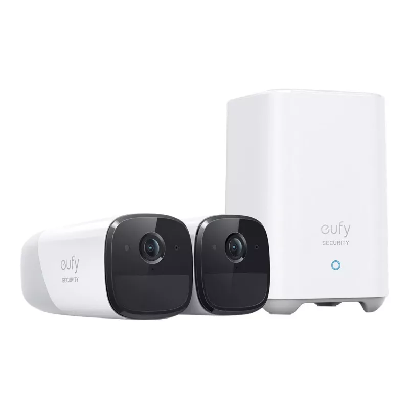 Eufy Security, eufyCam 2 Pro Bezprzewodowy System Kamer Bezpieczeństwa, Żywotność Baterii 365 Dni, Kompatybilność z HomeKit, Rozdzielczość 2K, Wodoszczelność IP67, Noktowizja, Zestaw 2 Kamer, Bez Opłat Miesięcznych