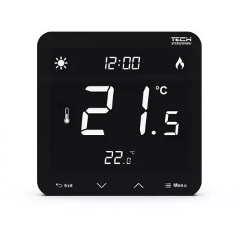 Przewodowy termostat pokojowy dwustanowy ST-297z v3 Tech Controllers — podtynkowy, czarny
