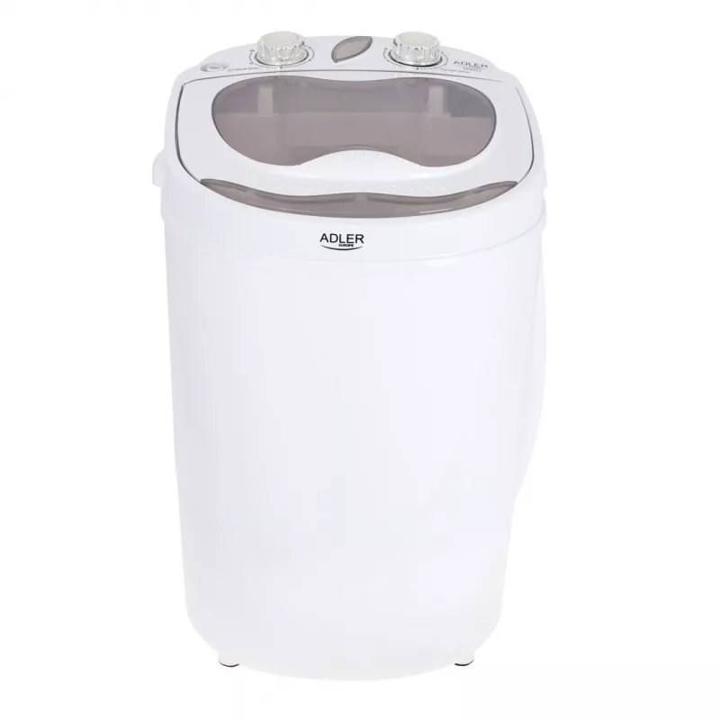 Pralnica ładowana od góry Adler AD 8055, przenośna, pojemność 3 kg, kremowa, sterowanie pokrętłem, 150 W
