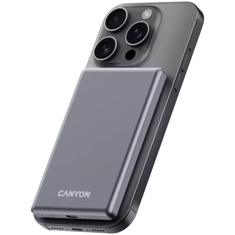 Canyon OnPower 505 - Powerbank - 5.000 mAh - wejście USB-C - wyjście USB-C PD 20W + ładowanie bezprzewodowe MagSafe 1