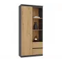 Top e Shop RS-80 BILY regał biurowy, antracytowa rama, drzwi dąb artisan, 7 półek, 2 szuflady, 1800×800×350 mm
