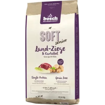 Sucha karma dla psa Bosch Soft Senior Koza i Ziemniak 12,5 kg — formuła dla seniorów, miękkie granulki, bezzbożowa, 19% białka
