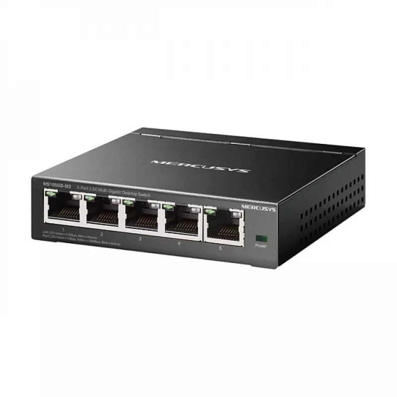 Niezarządzalny przełącznik sieciowy TP-LINK Mercusys MS105GS-M2 — 5-portowy Gigabit Ethernet (10/100/1000), czarny