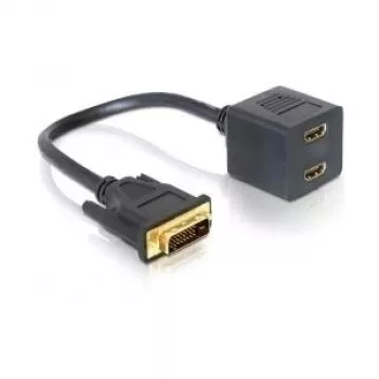 Adapter DVI 25 męski na 2x HDMI żeński 0,2 m DeLOCK 65069